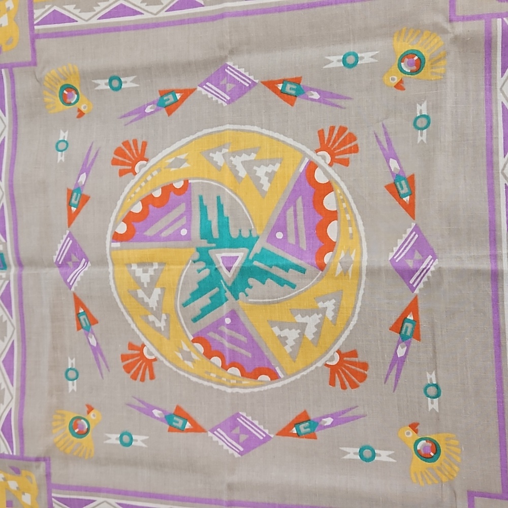 NWOT Vintage Wamcraft Southwest Aztec Cowboy Pastel Bandana 21" - Picture 7 of 8
